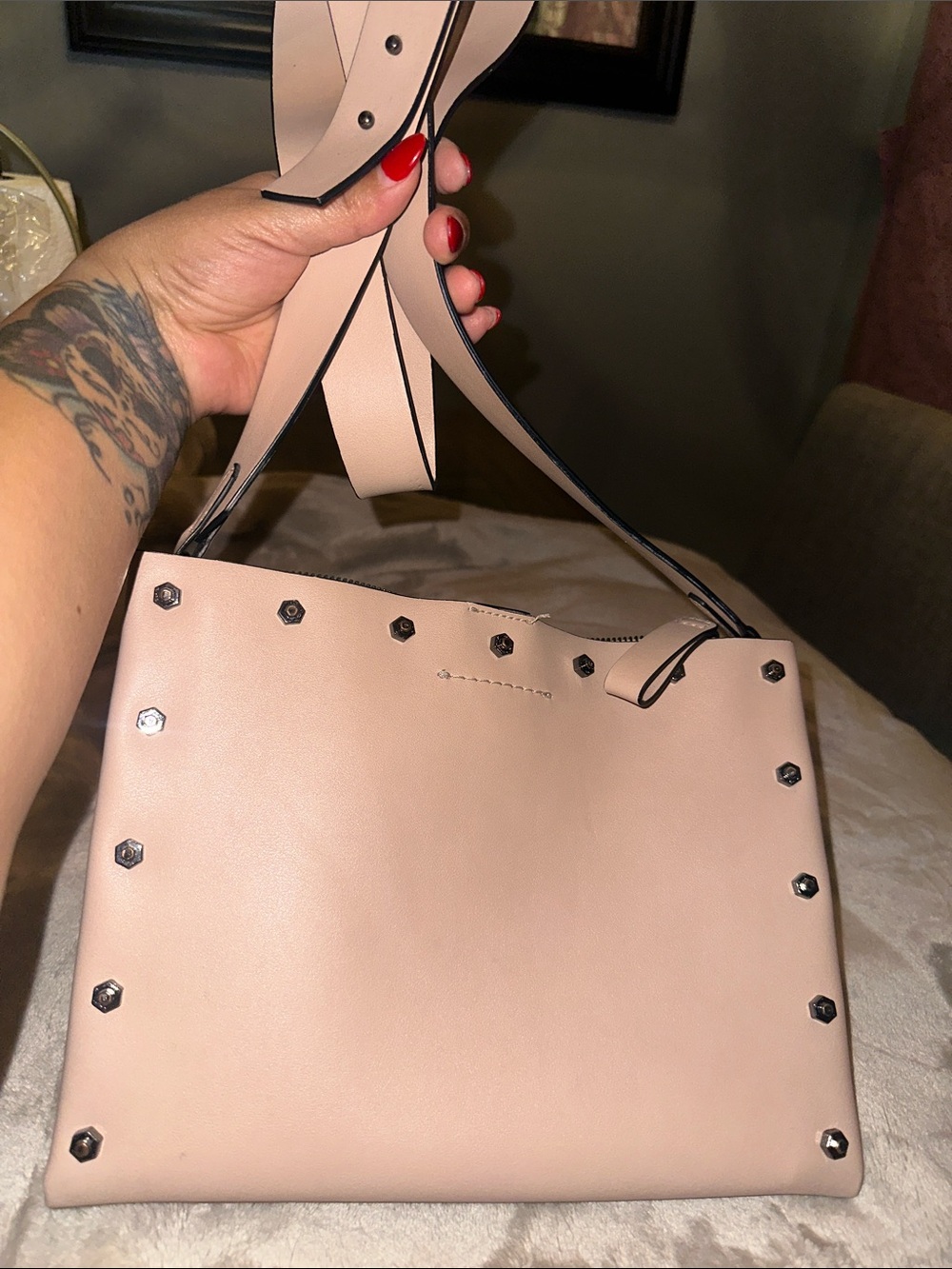 Express Blush Pink Studded Shoulder Bag